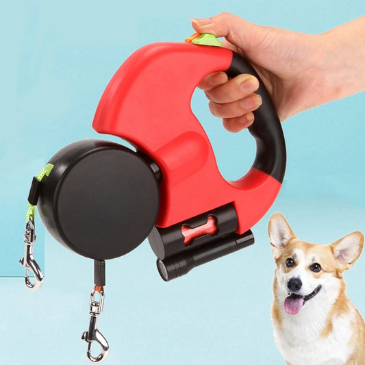 Double Automatic Dog Leash Retractable for Small Medium Dogs