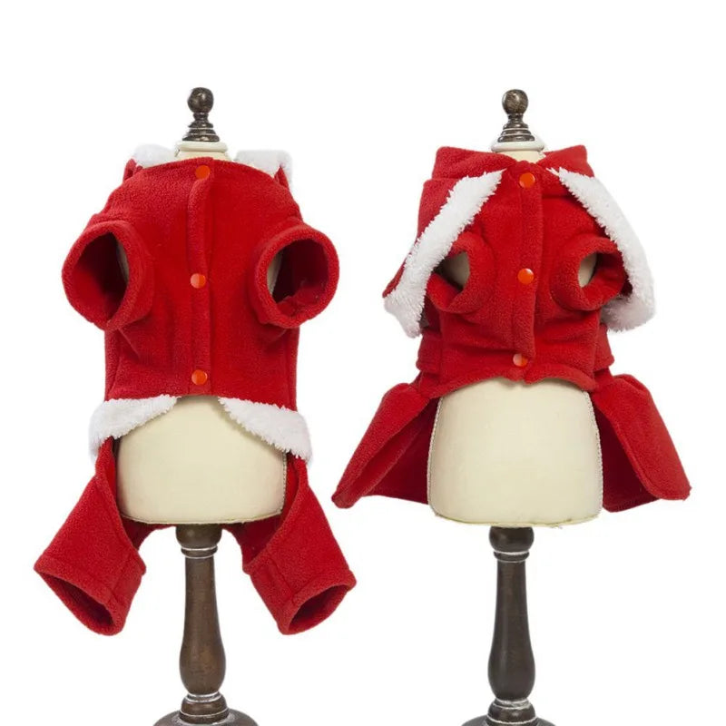 Winter Warm Pet Santa Cloak and Dress f