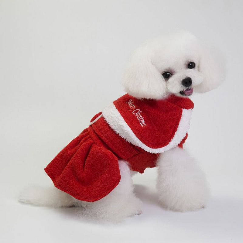 Winter Warm Pet Santa Cloak and Dress f