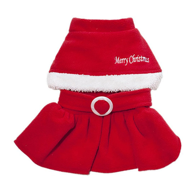 Winter Warm Pet Santa Cloak and Dress f