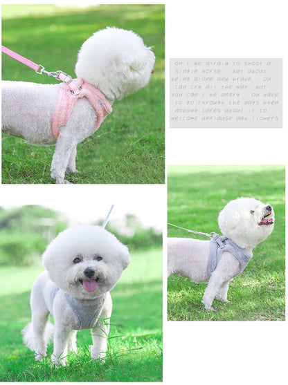 Thicken Fur Puppy Dog Harness and Leash Set