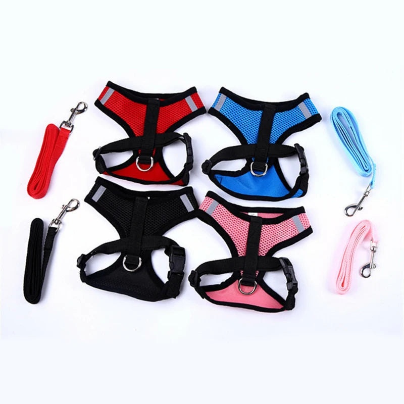 Dog Reflective Harness and Leash Sets Breathable