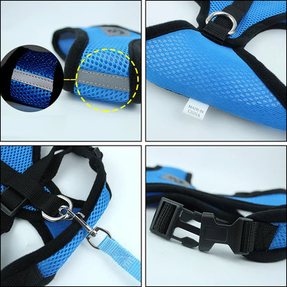 Dog Reflective Harness and Leash Sets Breathable