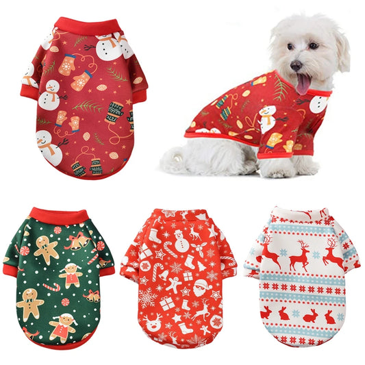 Christmas Thin Fleece Dog Clothes Cotton Hoodie for Small Dogs Puppy Costume