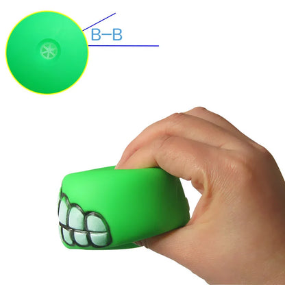 Pet Dog Ball Smile Teeth Funny Trick Interactive Toy Silicone