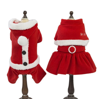 Winter Warm Pet Santa Cloak and Dress f