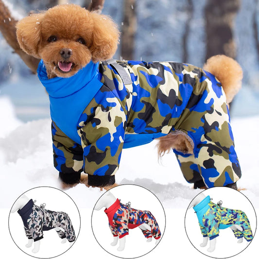 Camouflage Dog Jumpsuit Overalls for Small Medium Dogs Winter Padded