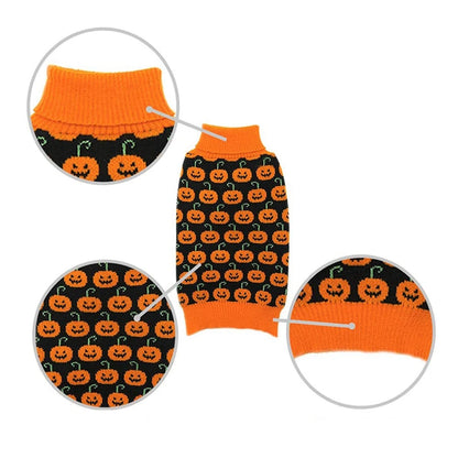 Pet Dog Knitted Warm Party Sweater "Halloween Pumpkin" for Small Medium Dogs