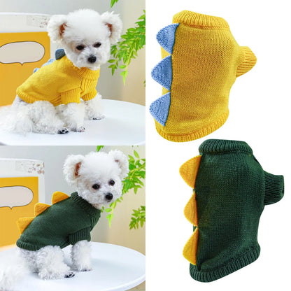 Pet Dog Clothes Warm Dinosaur Horn Sweater