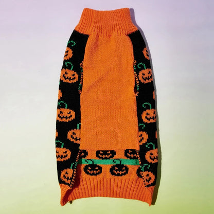 Pet Dog Knitted Warm Party Sweater "Halloween Pumpkin" for Small Medium Dogs