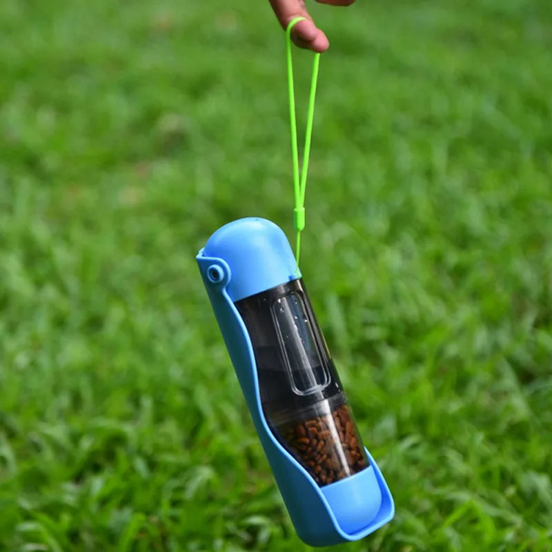 Pet Dog Water Bottle with Snack Section for Outdoor Activities like Walking, Riding, or Hiking