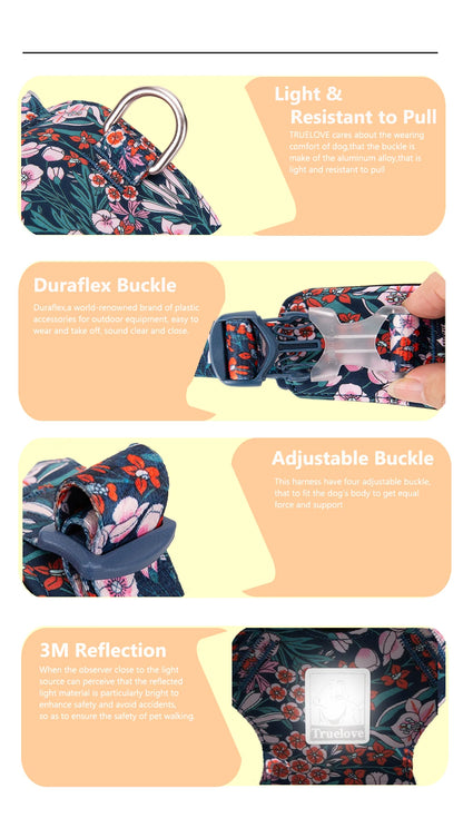 Pet Harness 100% Cotton Floral Print  For Large Medium and Small Dogs