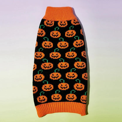 Pet Dog Knitted Warm Party Sweater "Halloween Pumpkin" for Small Medium Dogs