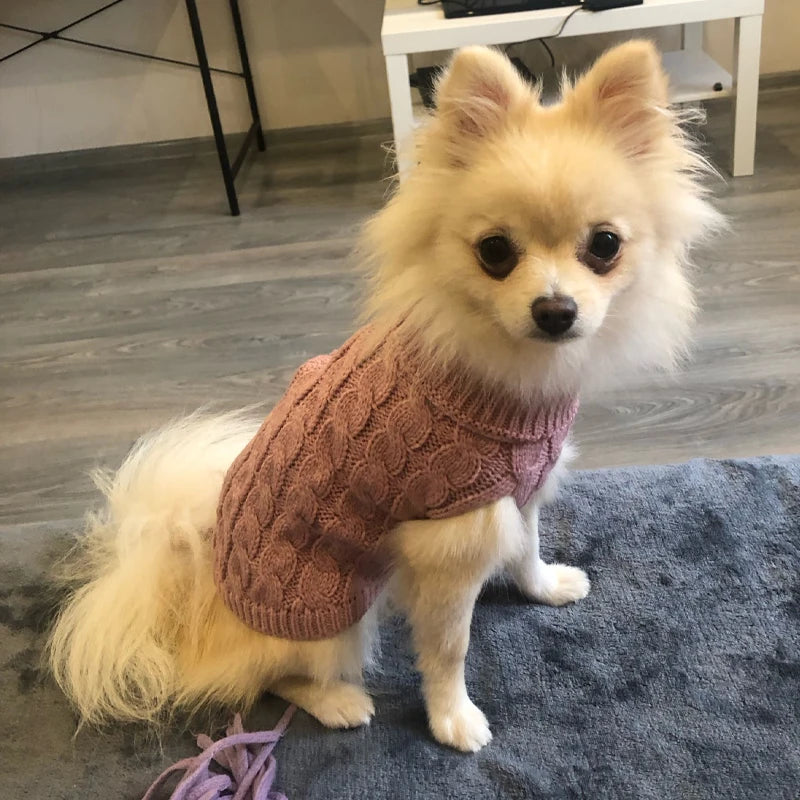 Winter Warm Pet Dog Turtleneck Knitting Sweaters for Small and Medium Dogs Cats Chihuahua Vest Coat Teddy French Bulldog Jacket