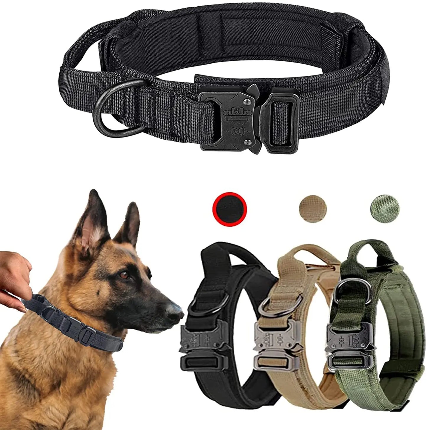 Dog Collar Adjustable for Training Military Print with Heavy Metal Buckle for Medium and Large Dogs