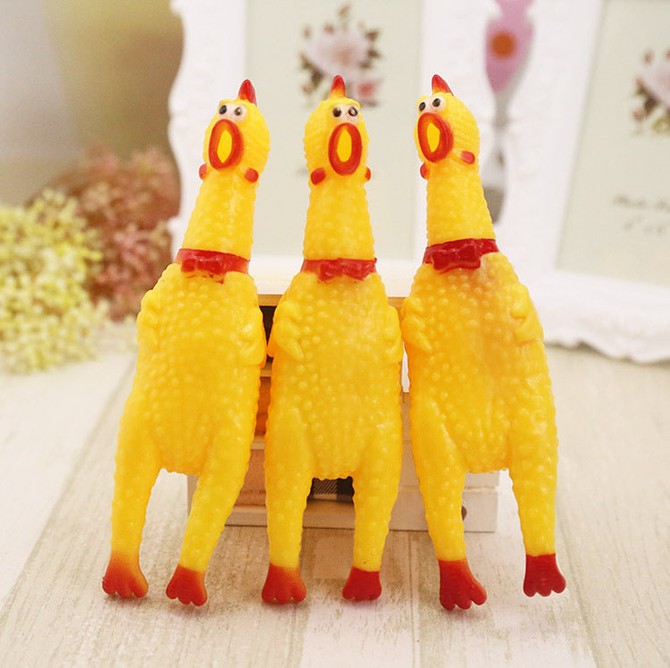 Screaming Squeak Chicken Toy for Dog Yellow Rubber