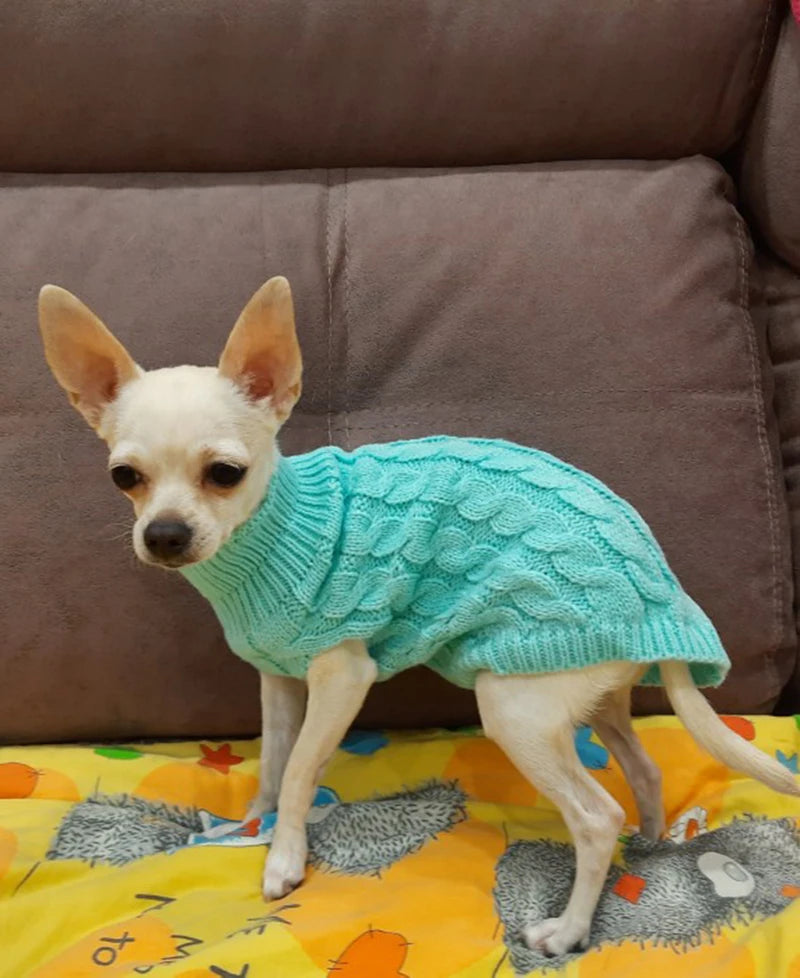 Winter Warm Pet Dog Turtleneck Knitting Sweaters for Small and Medium Dogs Cats Chihuahua Vest Coat Teddy French Bulldog Jacket