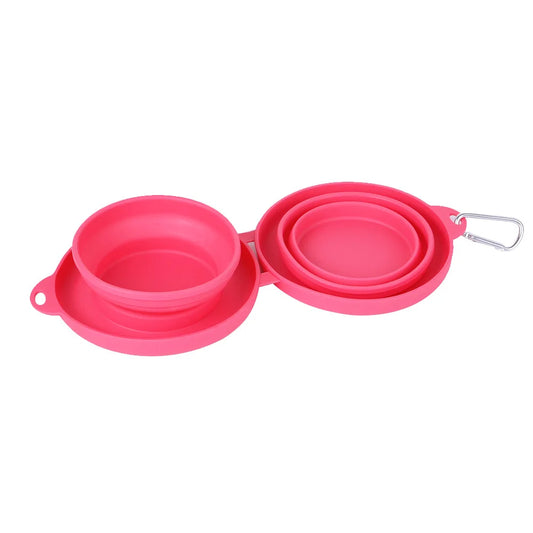 Dog Bowl Folding Double Bowls For Pet Outdoor Travel Portable