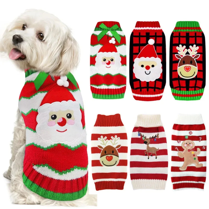 Dog Cozy Christmas Sweater Winter Warm Knitted for Small and Medium Dogs