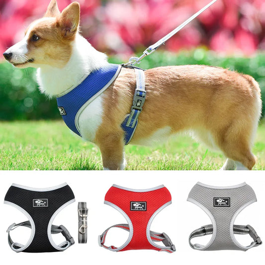 Dog Reflective Harness and Leash Sets Breathable